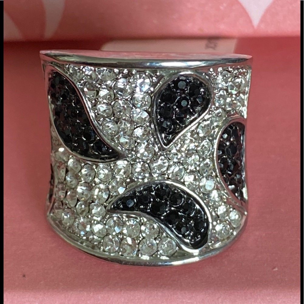 Cocktail Ring black silver size 8